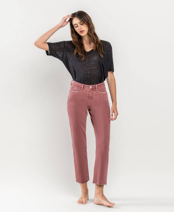 TUMMY CONTROL HIGH RISE CROP STRAIGHT JEANS