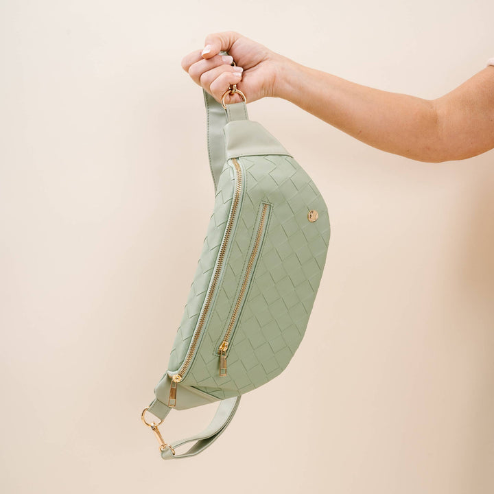 Trendy Luxe Belt Bag - Woven Sage