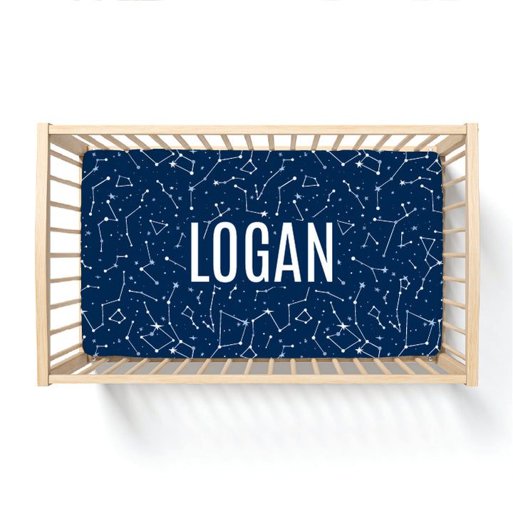 Logan Galaxy Personalized Crib Sheet