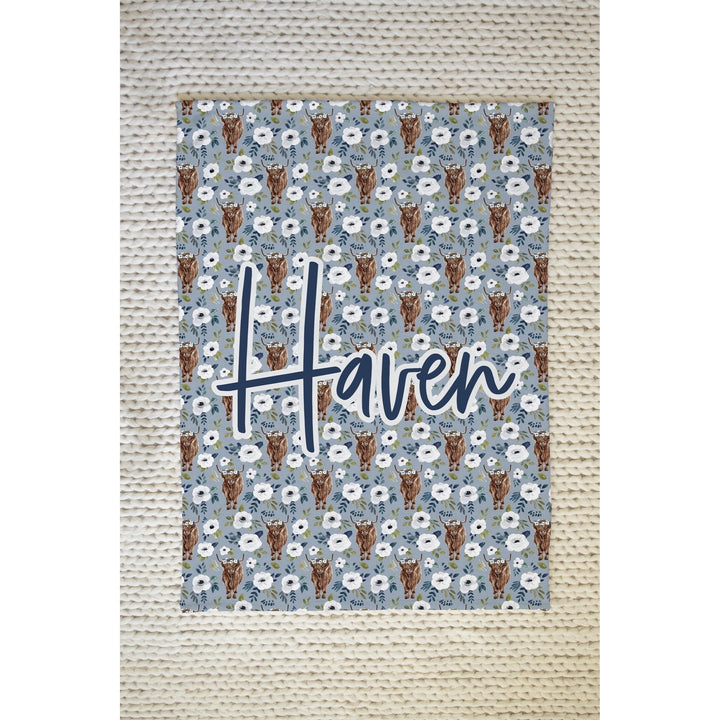 Floral Cows Personalized Minky Blanket-Blanket-Laree + Co.