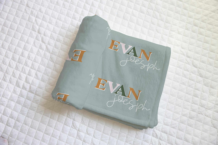 Mint Green Multi-Color Name Personalized Minky Blanket-Blanket-Laree + Co.