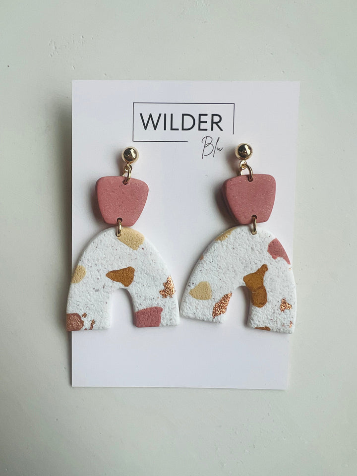 Spotted Mauve Clay Earrings