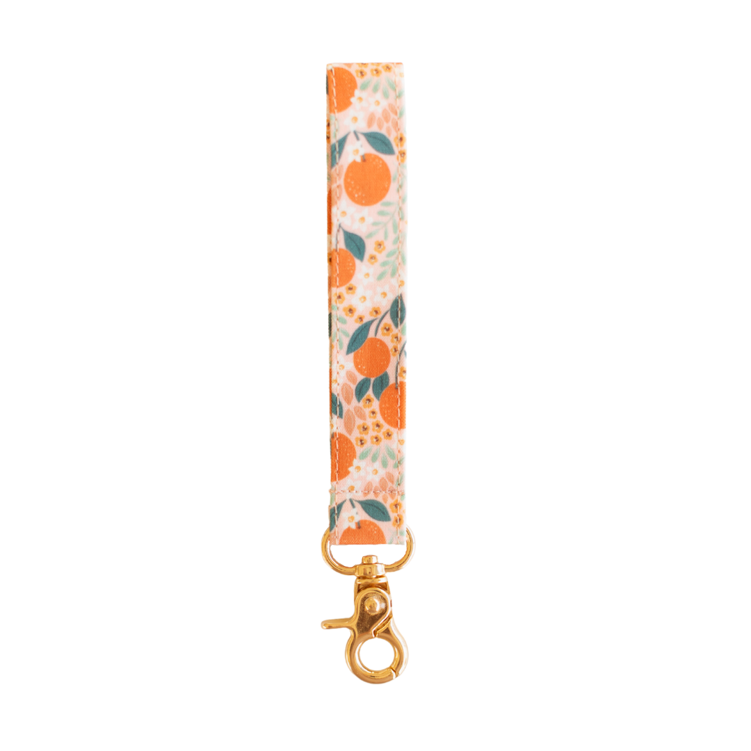 Oranges Floral Wristlet Keychain