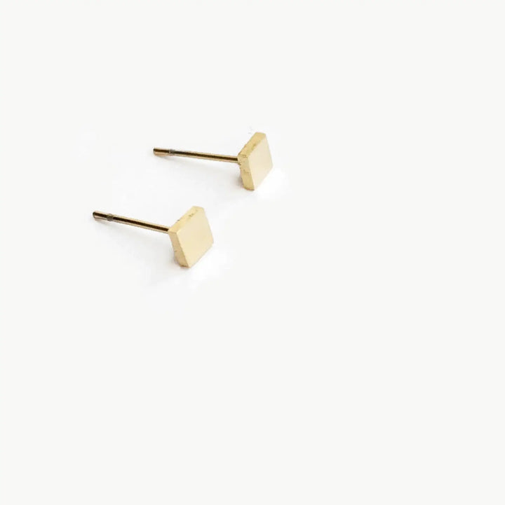 Gold Stud Earrings - Tiny Squares
