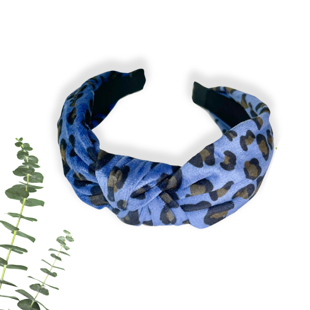 Blue Velvet Leopard Headband