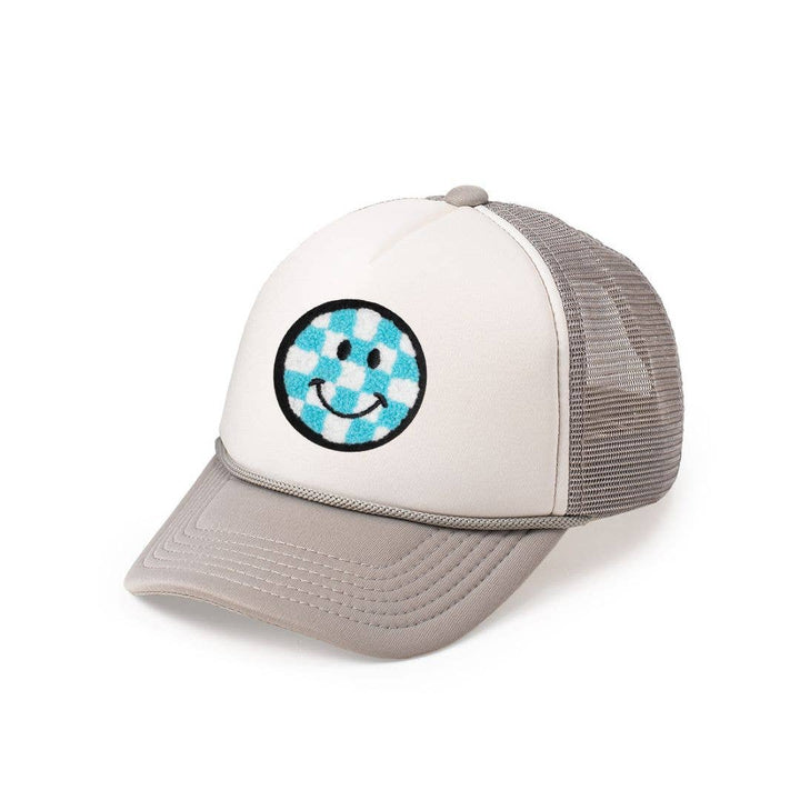 Smiley Checker Patch Trucker Hat - Kids Spring Hat