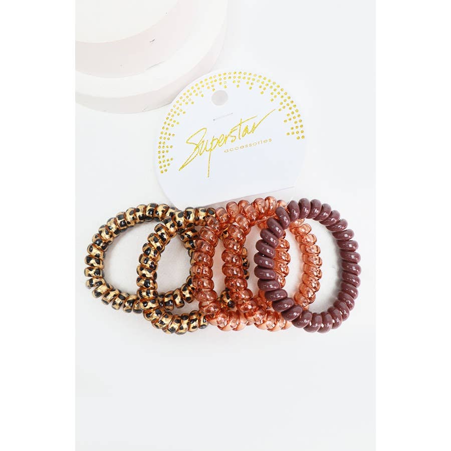 Assrted Spiral Elastic Hair Coil Ties - 3/$1.00