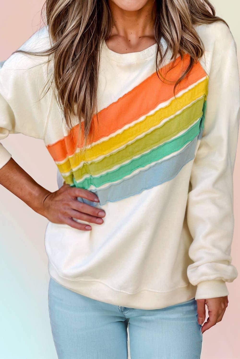 Color Block * Rainbow Striped Pullover Sweater