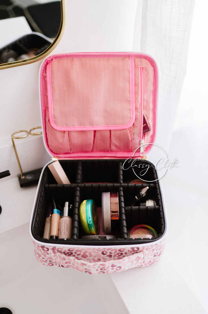 Mega Makeup Case - Rose Gold Leopard