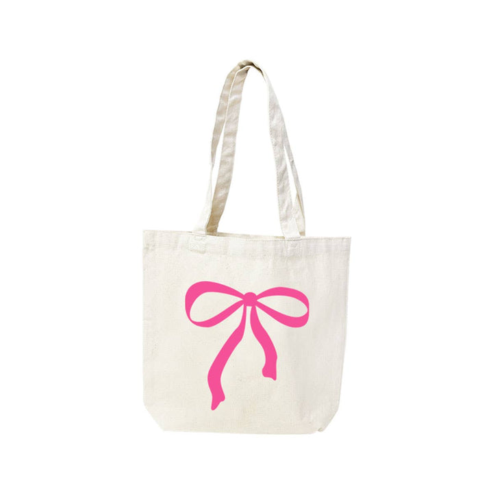 Hot Pink Bow Small Canvas Tote