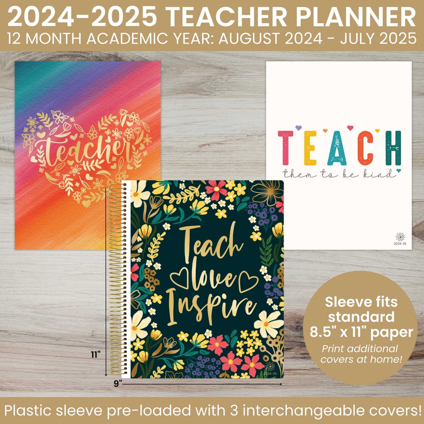 2024-25 Academic Dated Teacher Planner,Interchangeable Cover