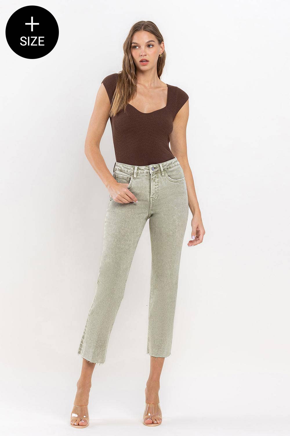 PLUS SIZE TUMMY CONTROL HIGH RISE STRAIGHT JEANS