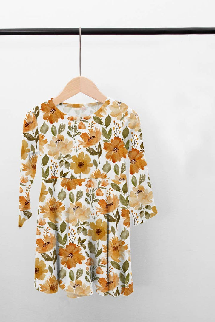 Floral Long Sleeve Twirly Dress