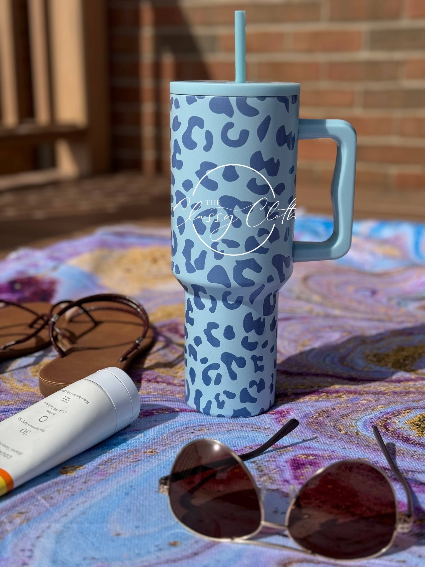 Simple Tumbler 40 oz - Aqua Leopard