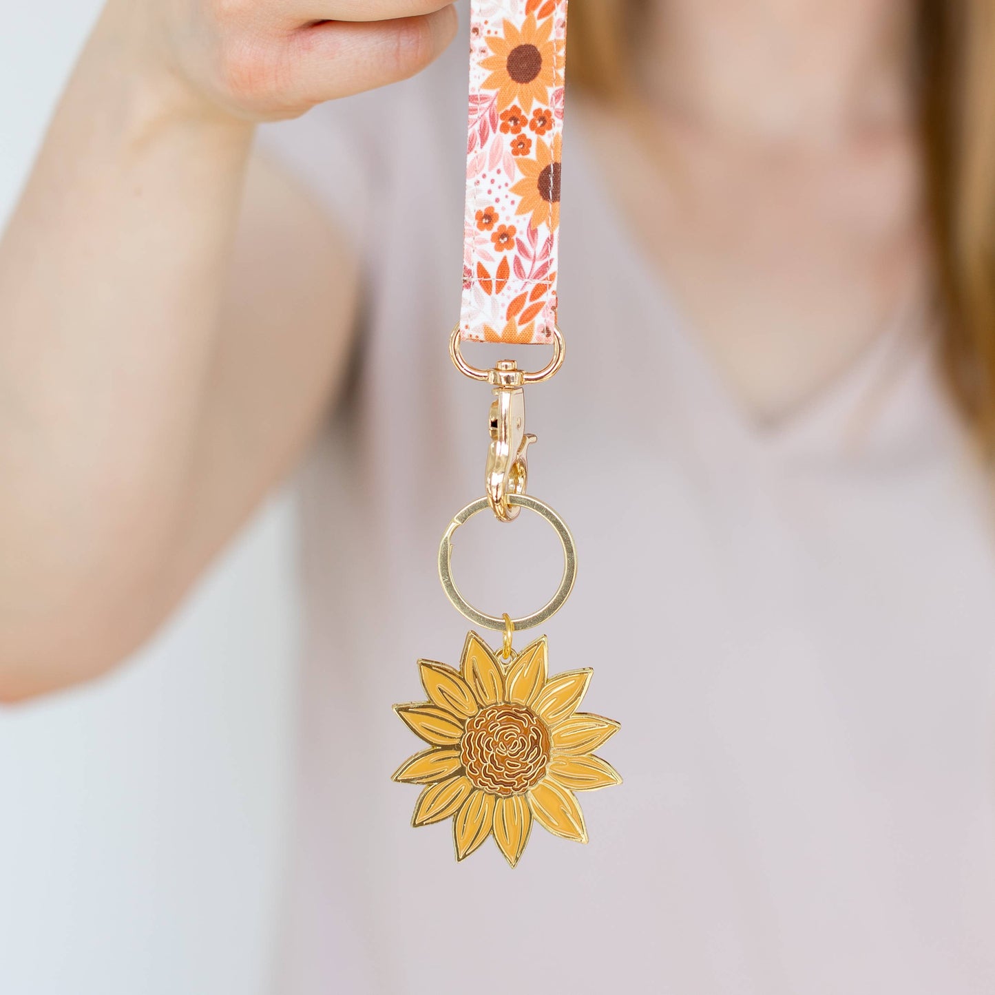 Sunflower Field Wristlet Keychain