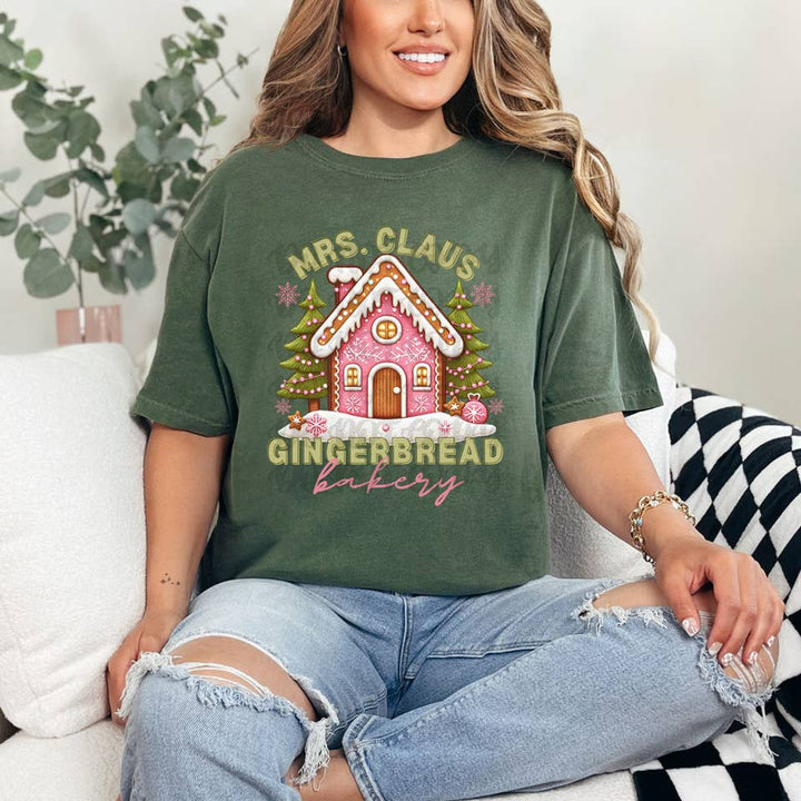 Mrs. Claus Gingerbread Bakery Christmas Tee