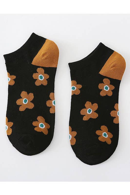 Flower Pattern Casual Ankle Socks