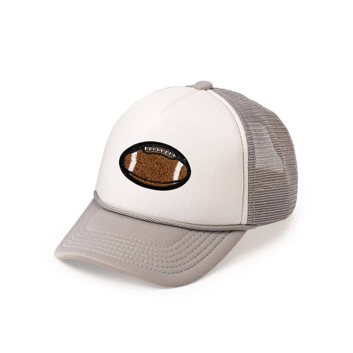 Football Patch Trucker Hat - Gray/White - Kids Football Hat