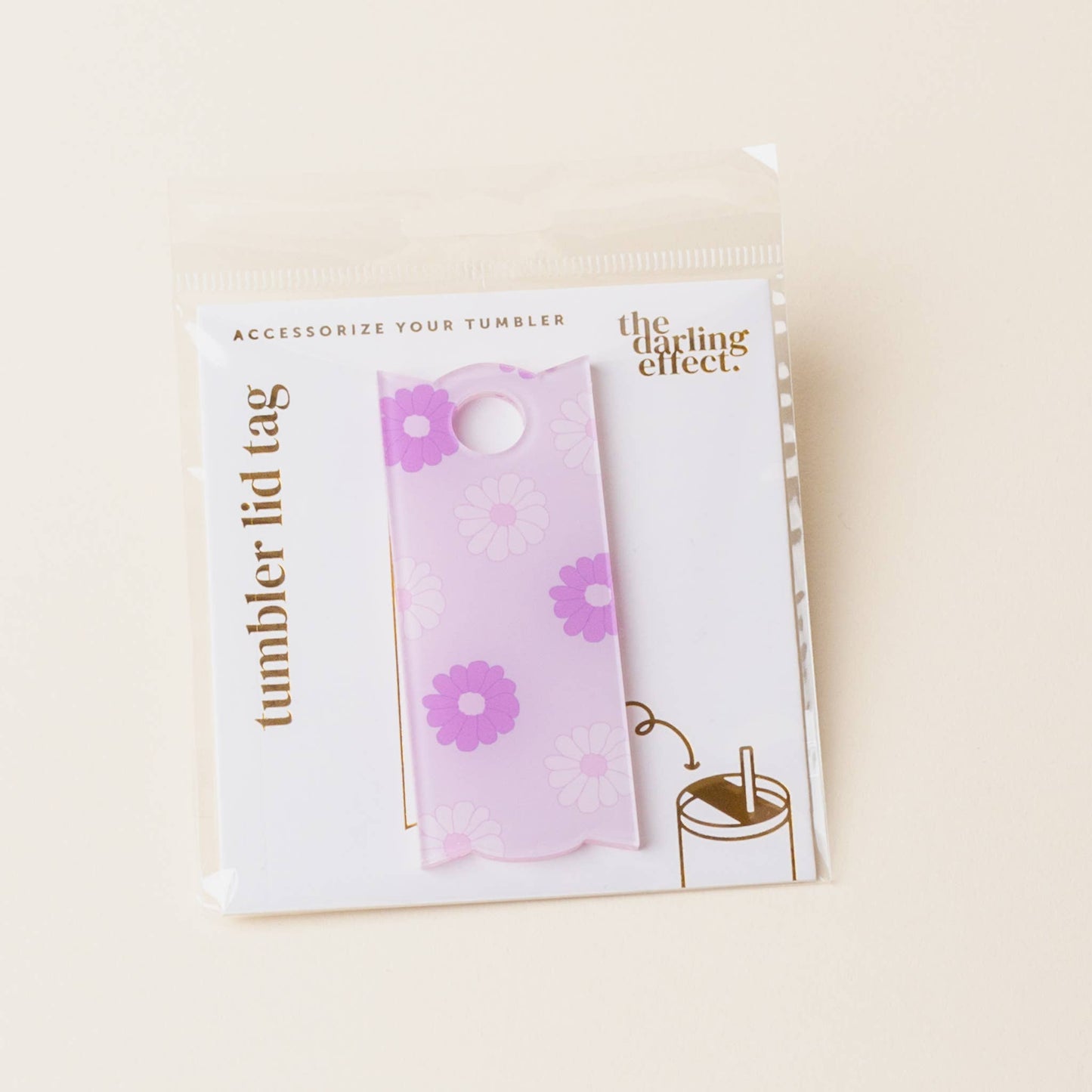 Tumbler Lid Tag-Darling Daisy Purple