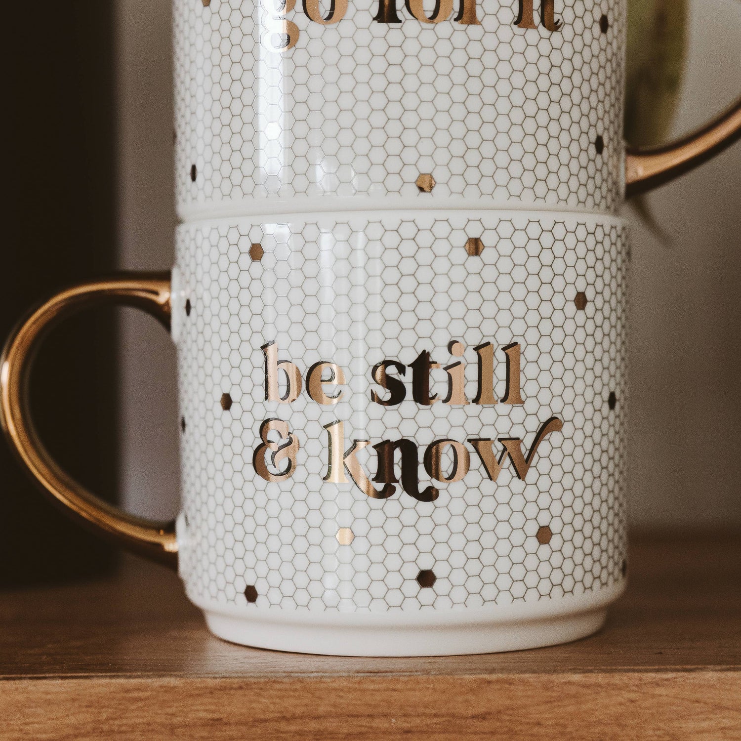 Be Still and Know Gold Tile Coffee Mug