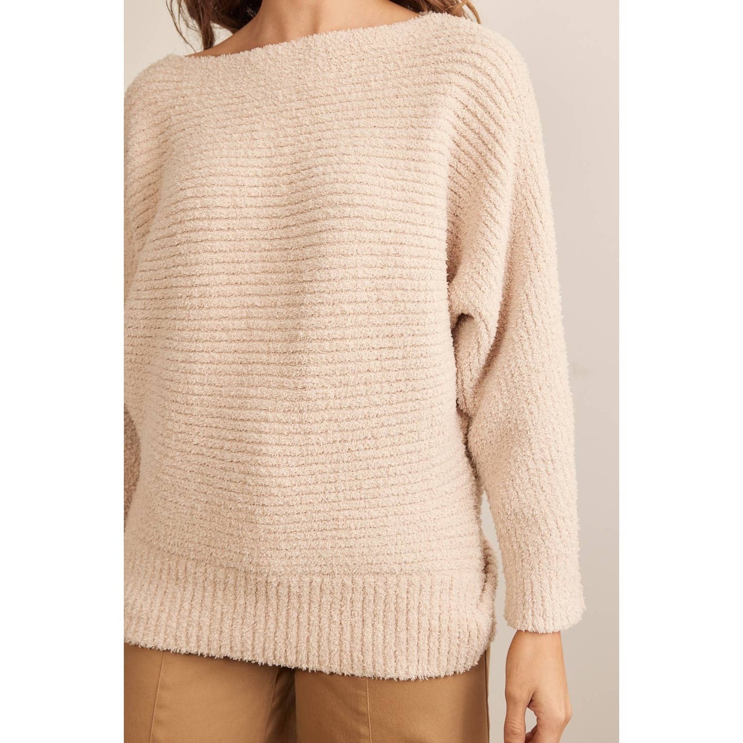 RELAXED FIT BOAT NECK SWEATER TOP