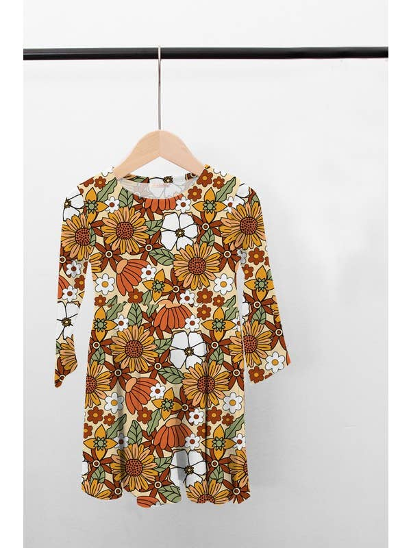 Floral Long Sleeve Twirly Dress