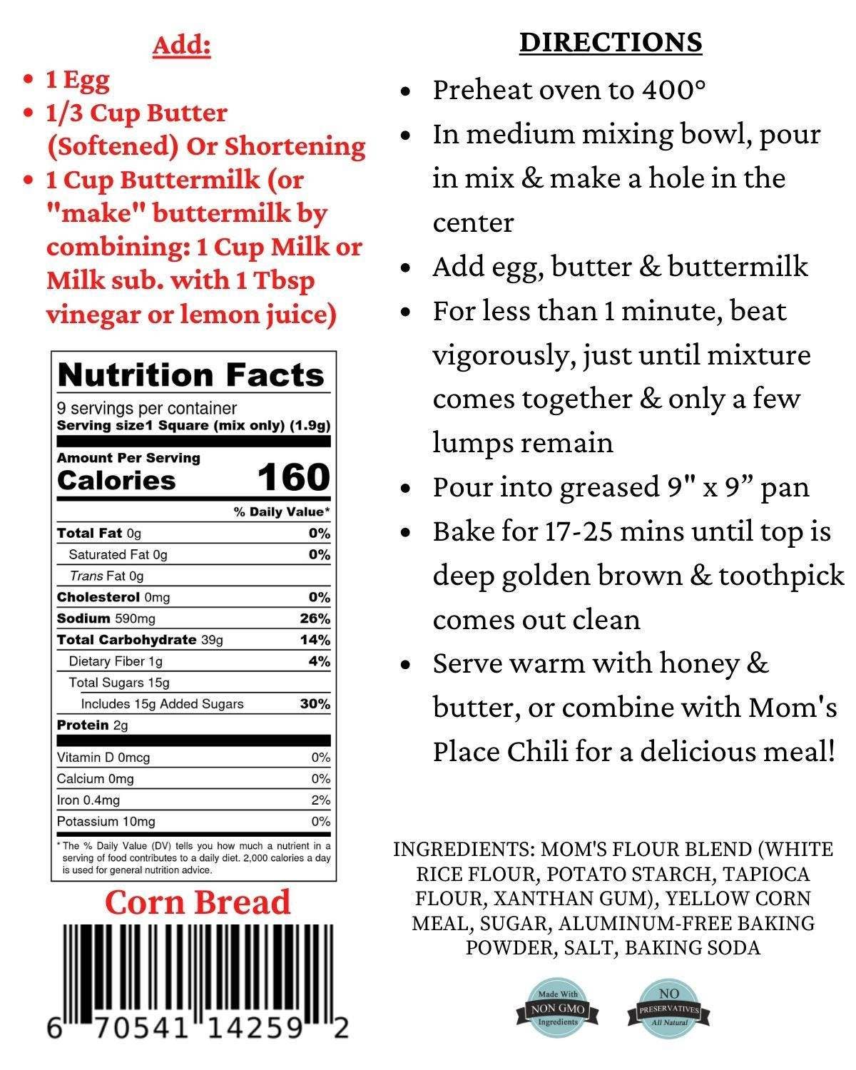 Gluten-Free Corn Bread Mix