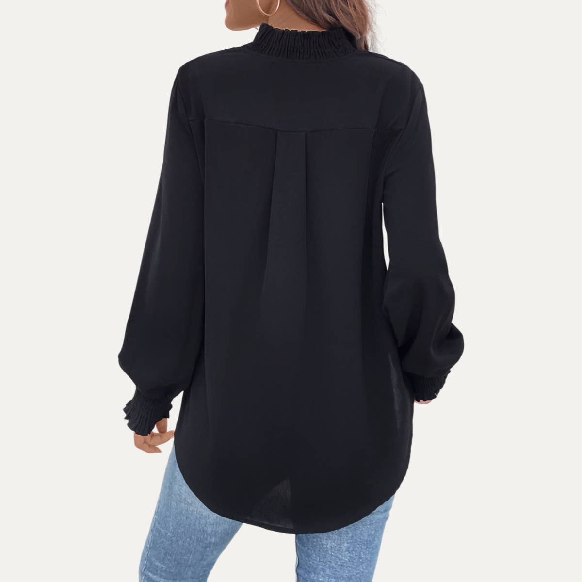 Working Out Black V-Neck Long Sleeve High-Low Top