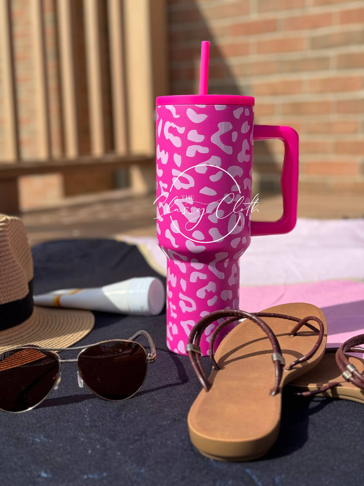 Simple Tumbler 40 oz - Hot Pink Leopard