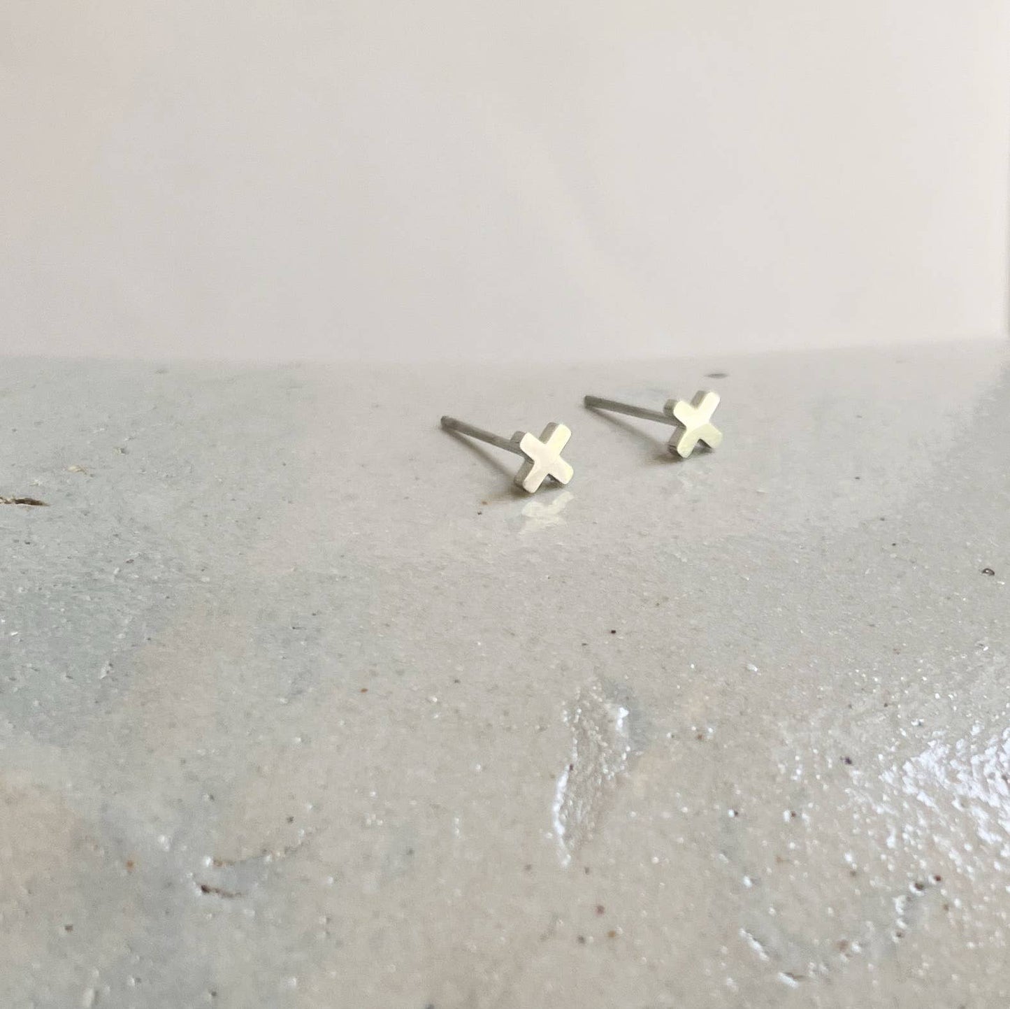 Silver Studs - Hypoallergenic Earrings - Tiny Plus Signs