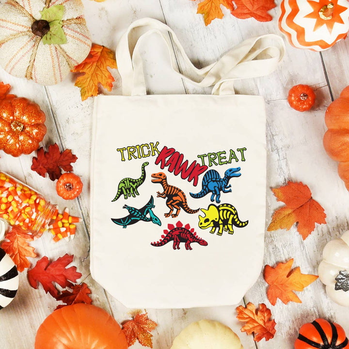 Trick RAWR Treat Small Canvas Tote