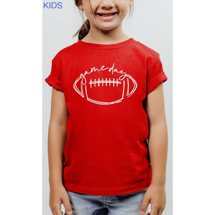 Cursive Football Game Day Kids Graphic Tee