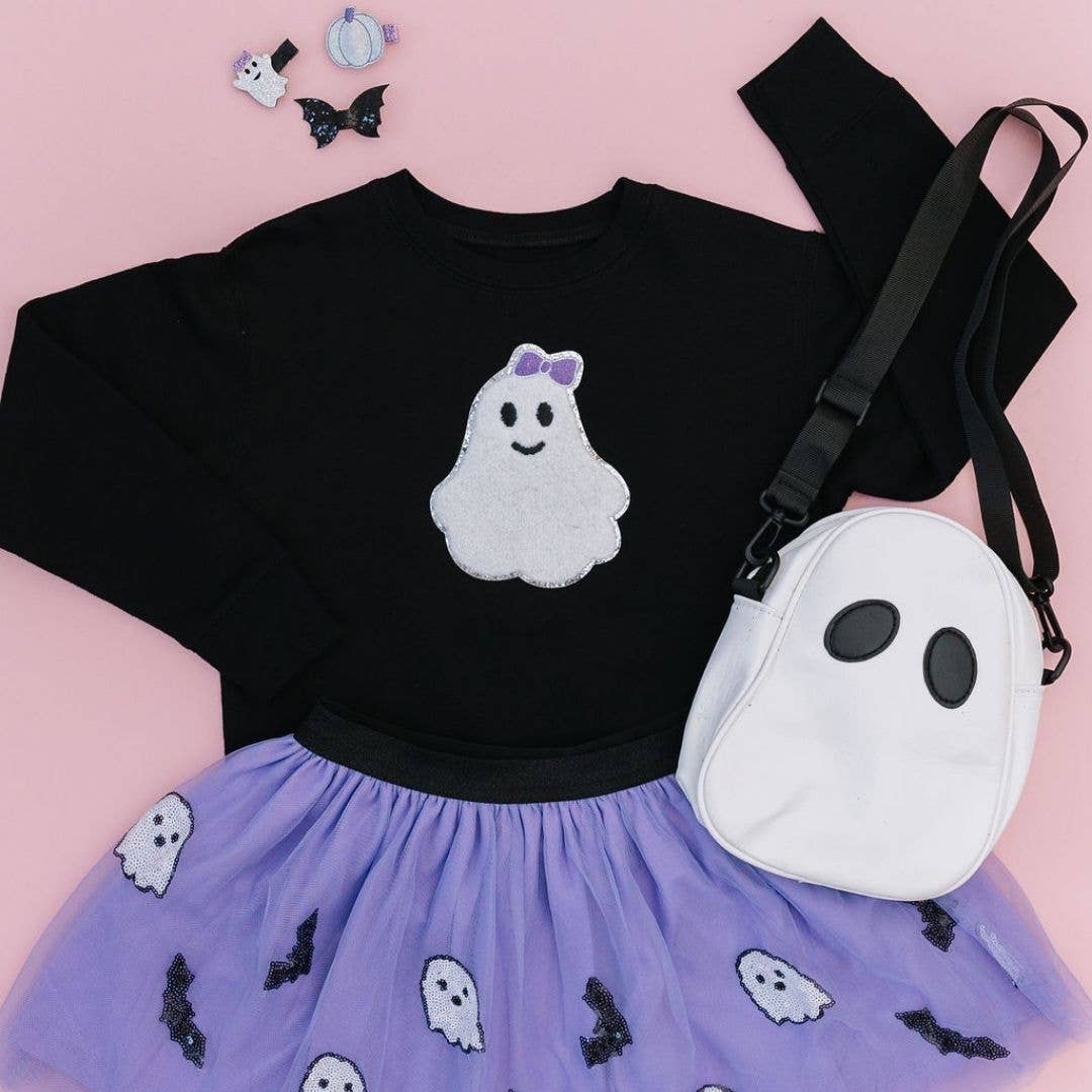 Girly Ghost Patch Halloween Sweatshirt - Kids Halloween