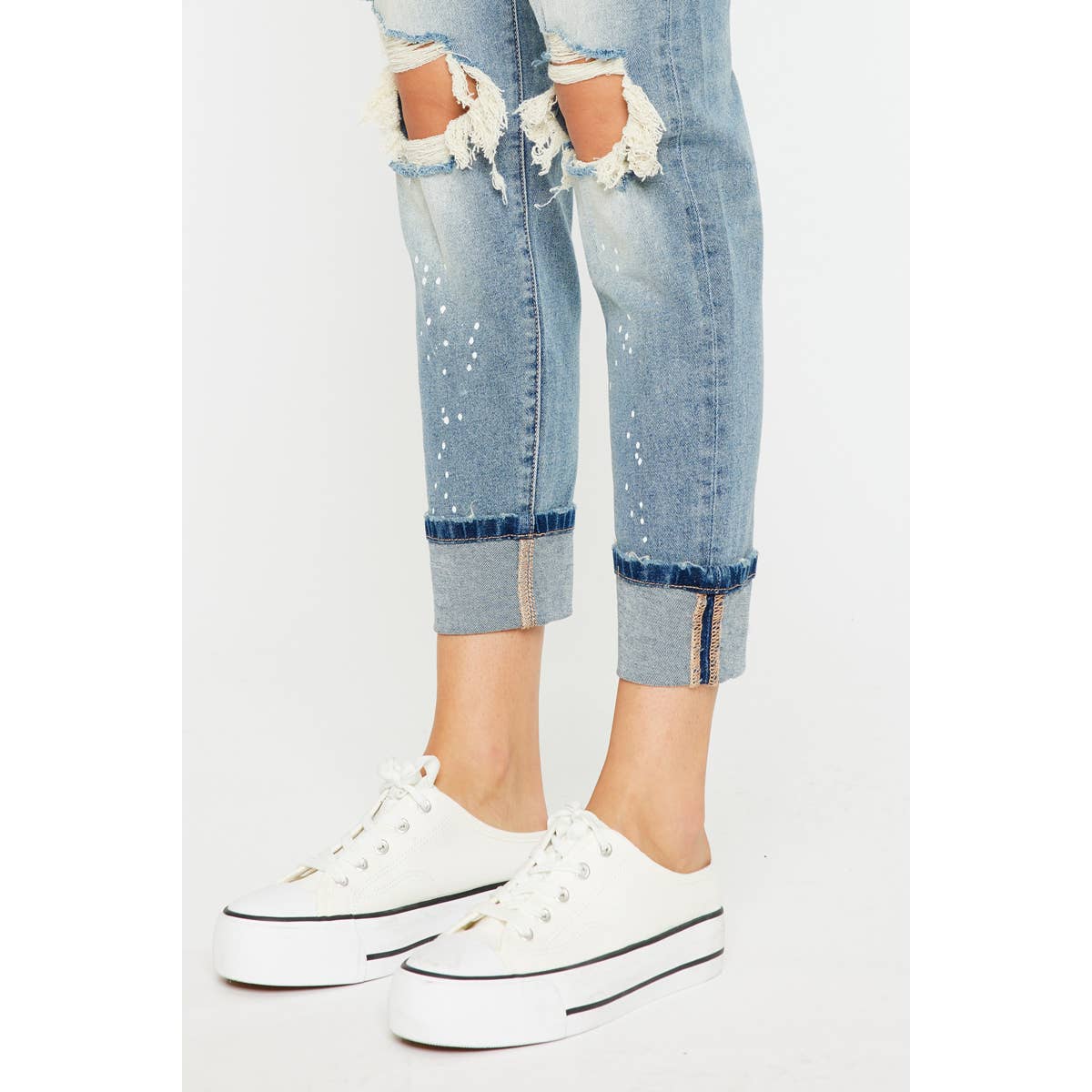 HIGH RISE BOYFRIEND JEANS LIGHT STONE WASH COMFORT STRETCH