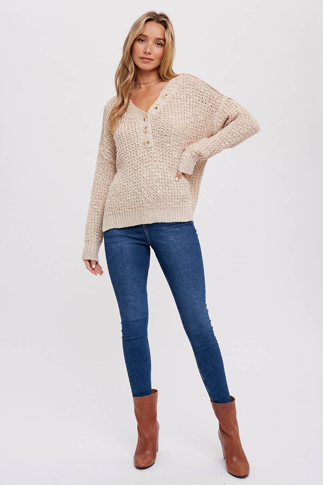 THERMAL HENELY SWEATER TOP