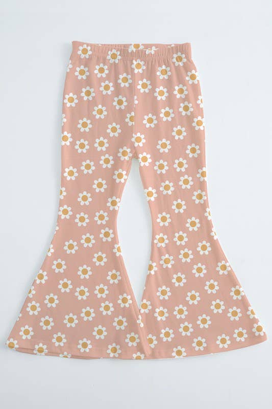 Girls Floral Smiley Bell Bottom Pant