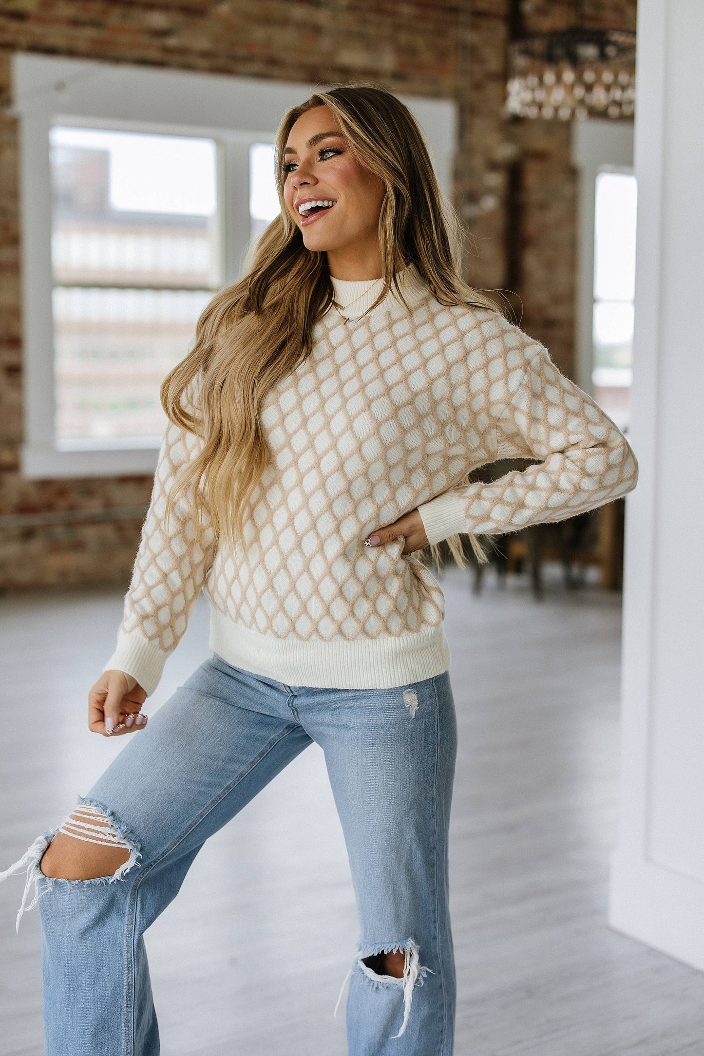 Cami Textured Drop Sleeve Sweater