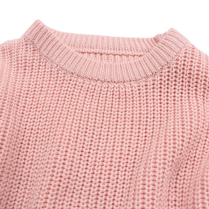 Children's Knitted Sweater Solid Color
