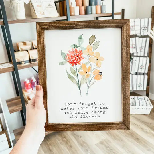 Dance Among The Flowers Framed Wooden Sign