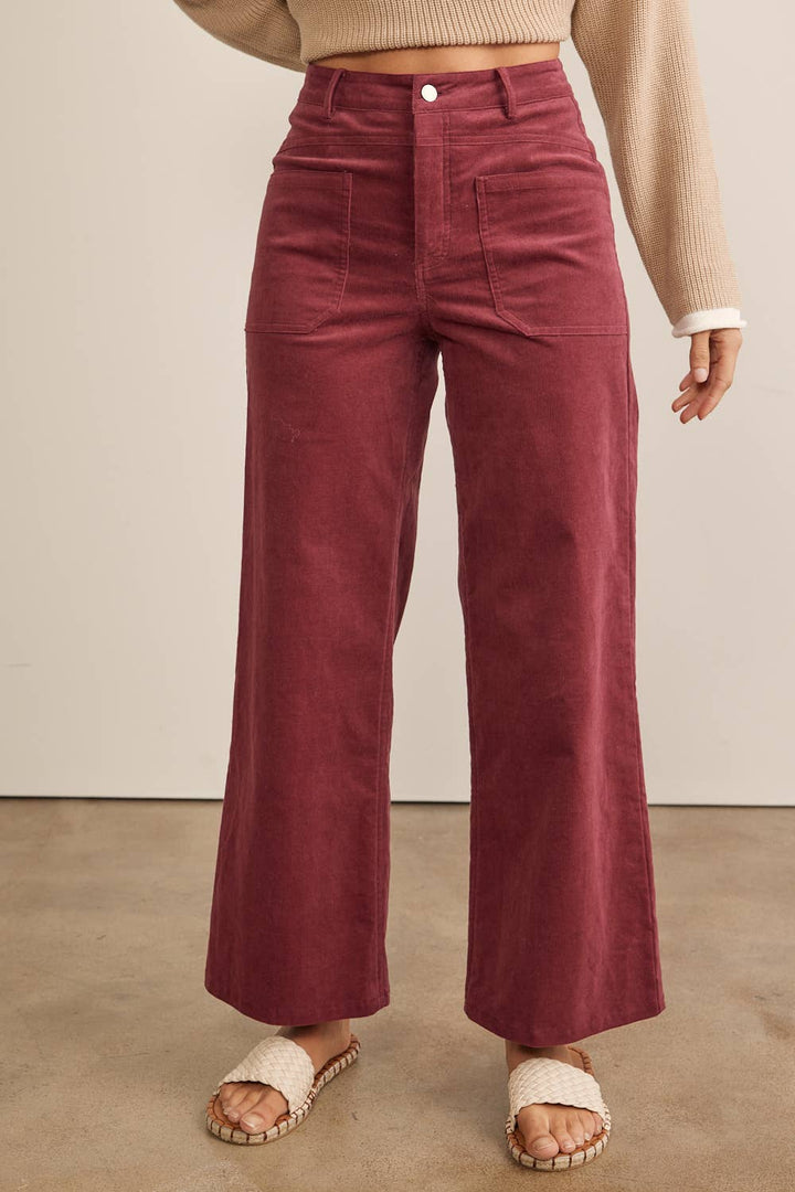 COZY CHIC WIDE LEG CORDUROY PANTS