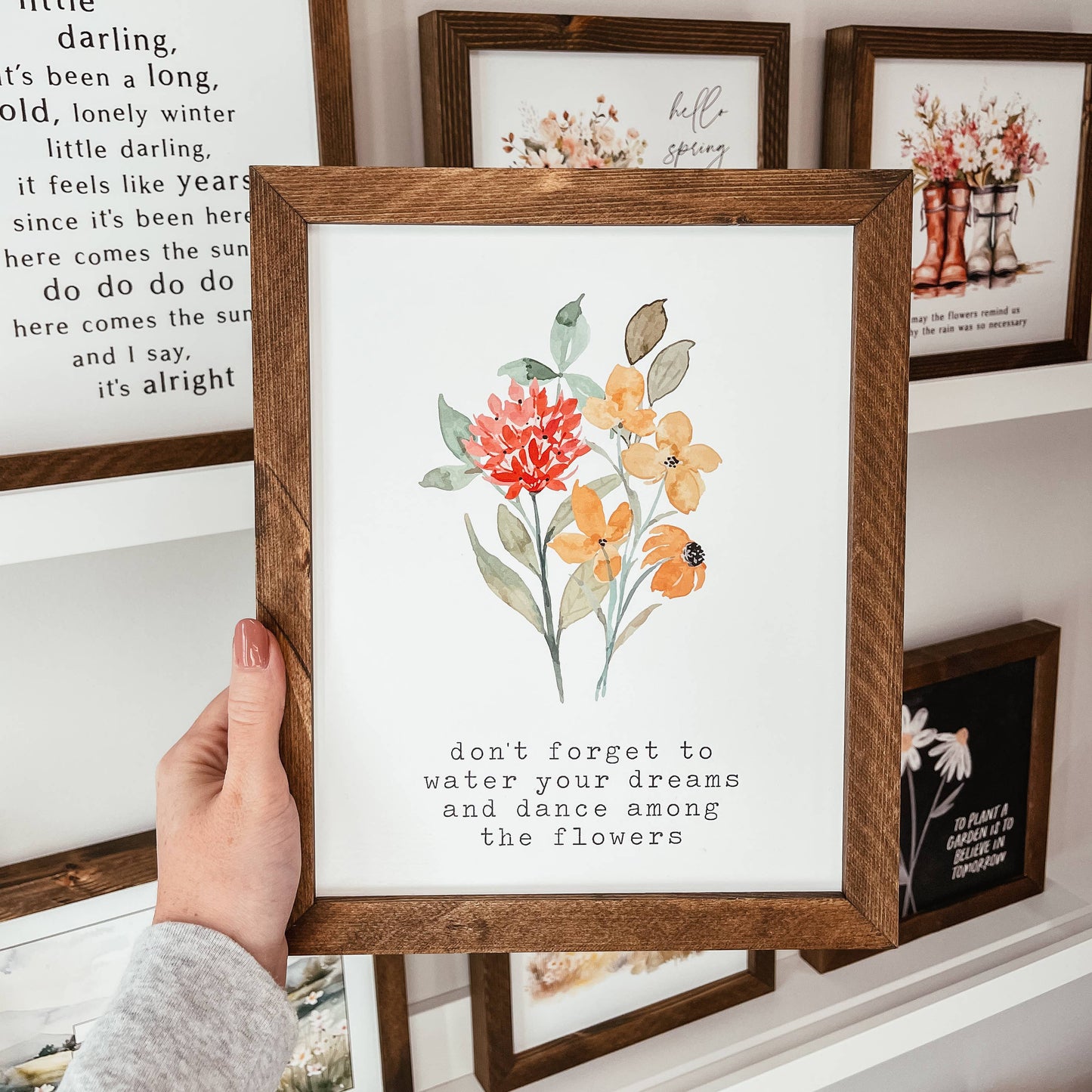 Dance Among The Flowers Framed Wooden Sign