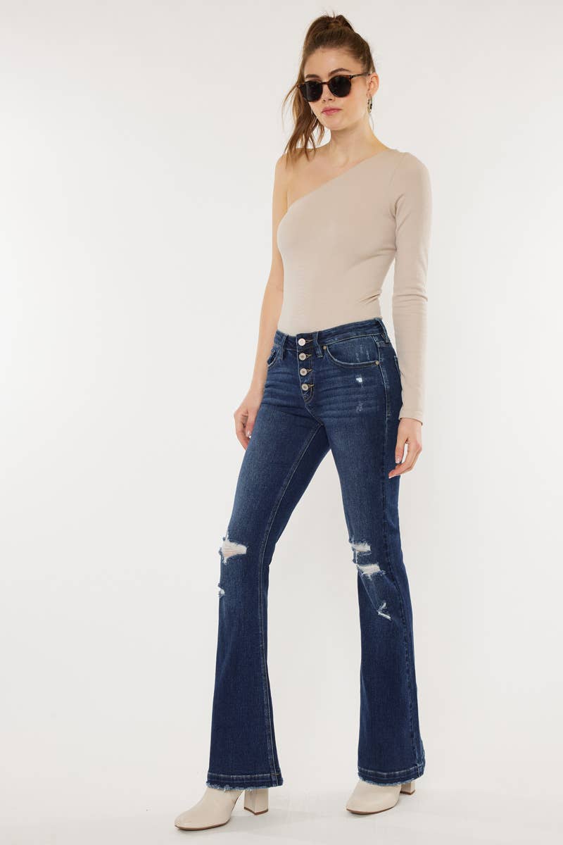 Petite Mid Rise Flare Jeans