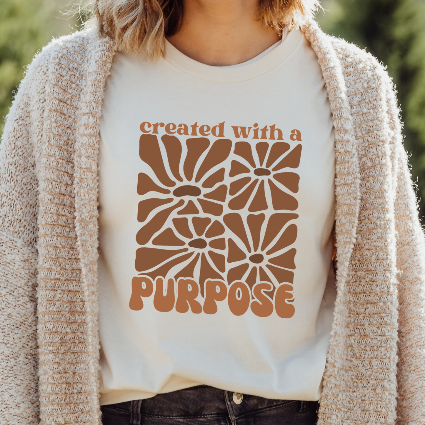 Faith Based T Shirts, Created with a Purpose, Retro Floral