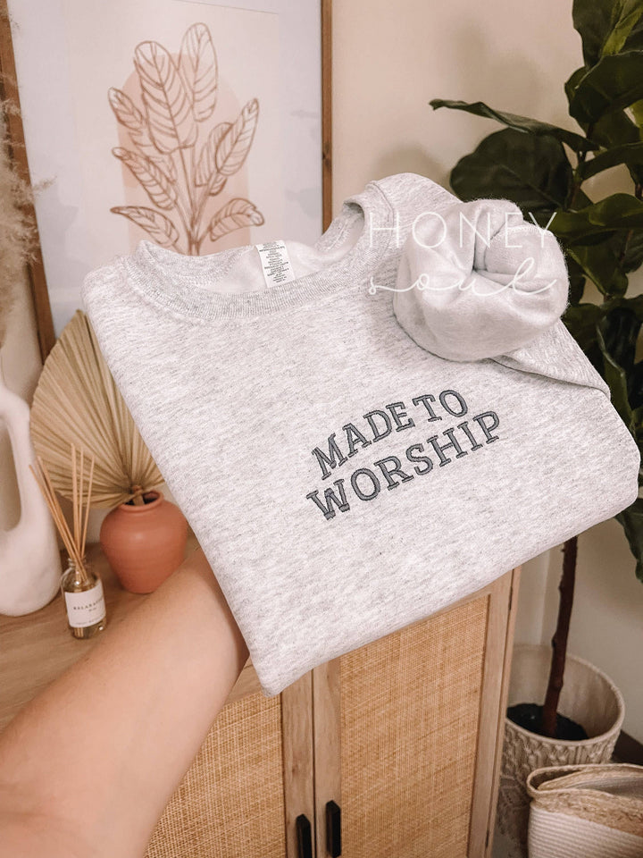 Embroidered Made To Worship Minimalistic Sweatshirt