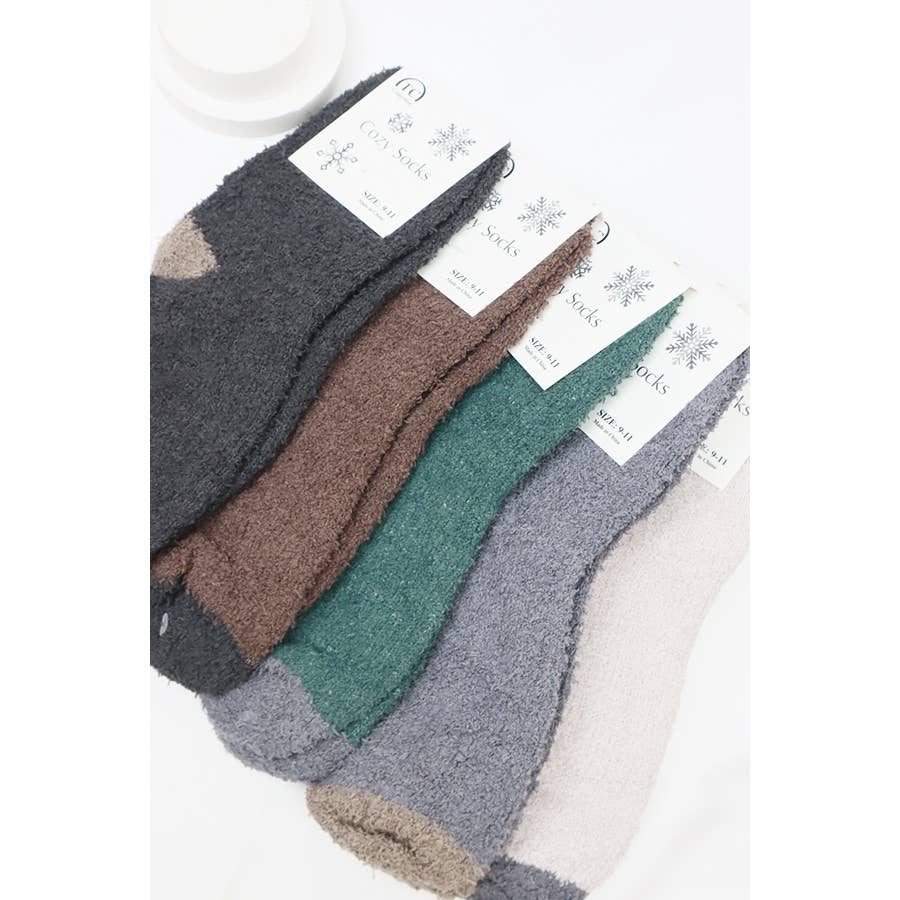 Assorted Two Tone Solid Fuzzy Socks