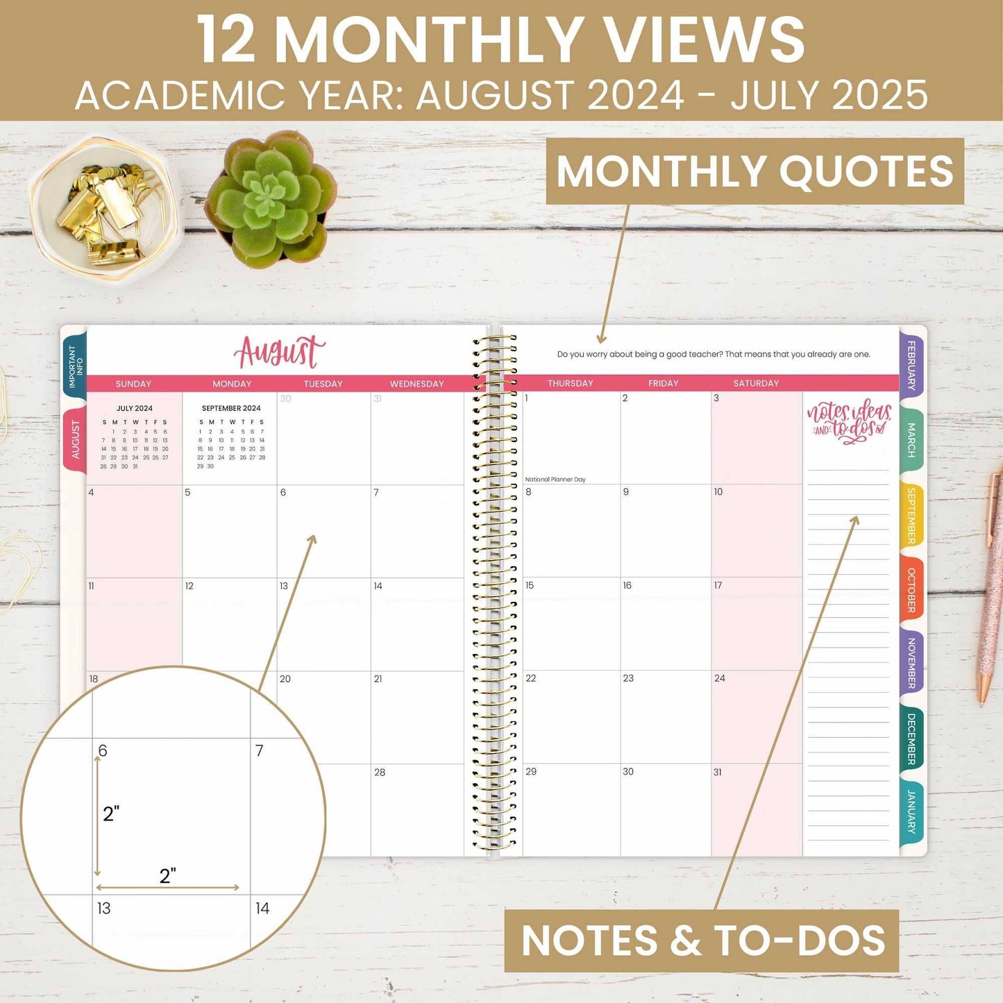 2024-25 Academic Dated Teacher Planner,Interchangeable Cover