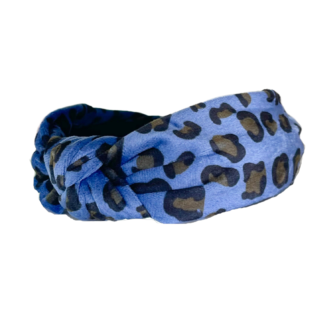 Blue Velvet Leopard Headband