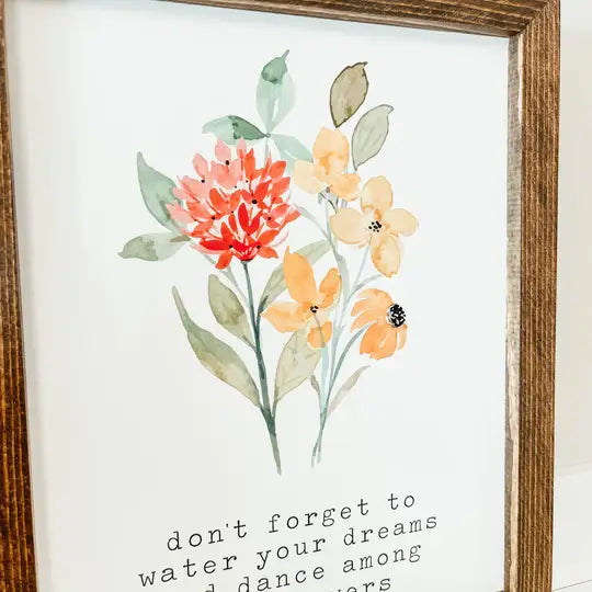 Dance Among The Flowers Framed Wooden Sign