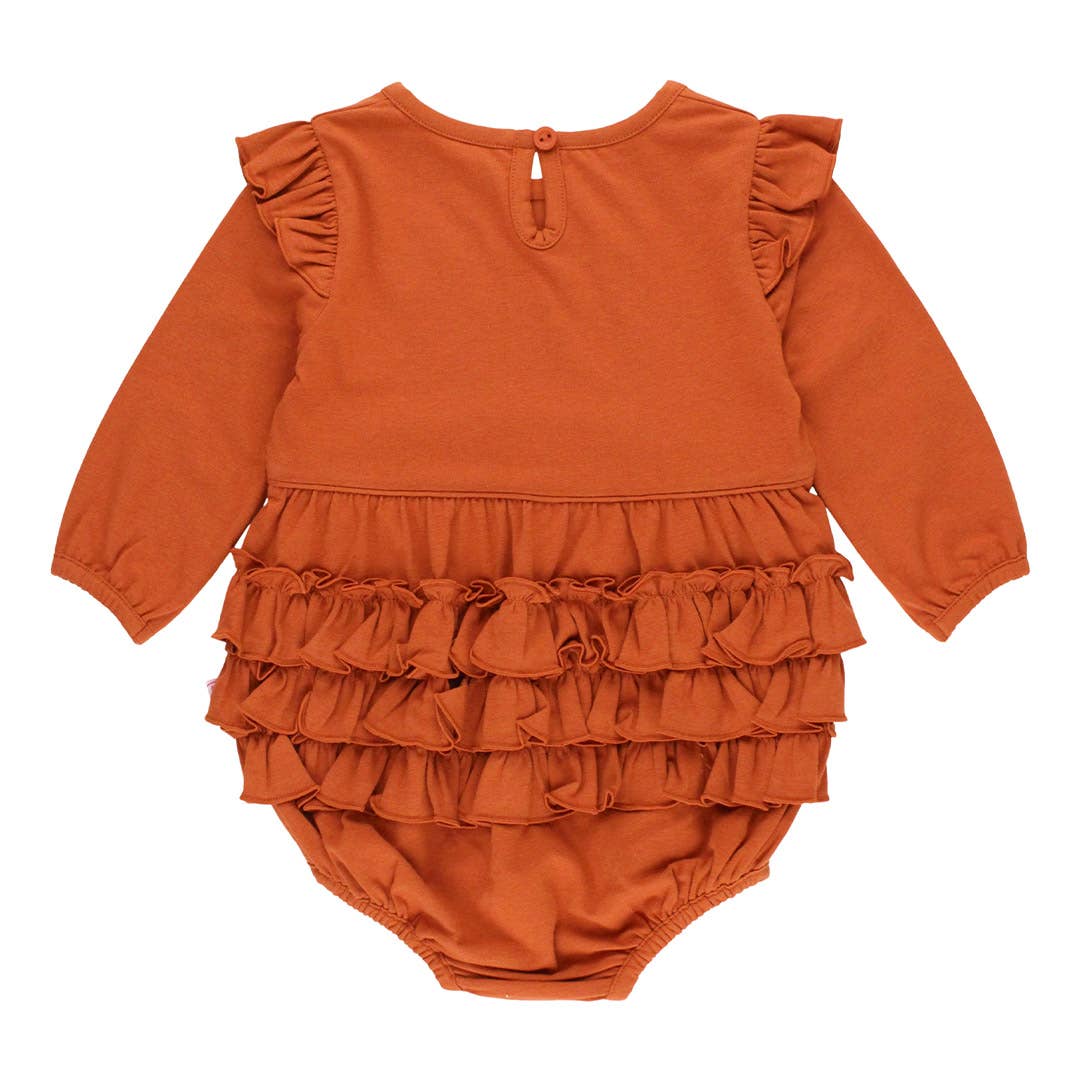 Rust Knit Long Sleeve Flutter Bubble Romper