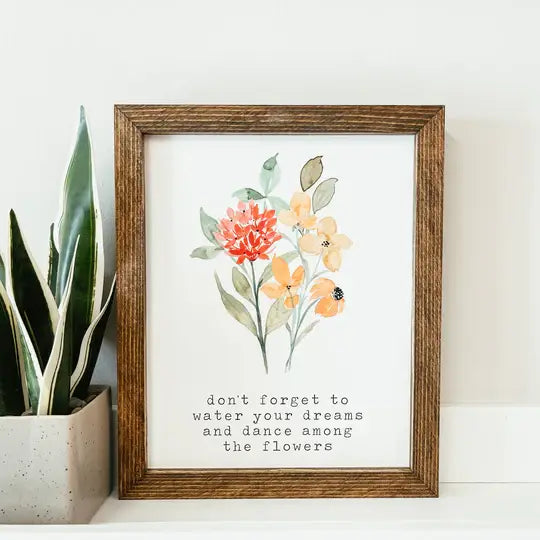 Dance Among The Flowers Framed Wooden Sign